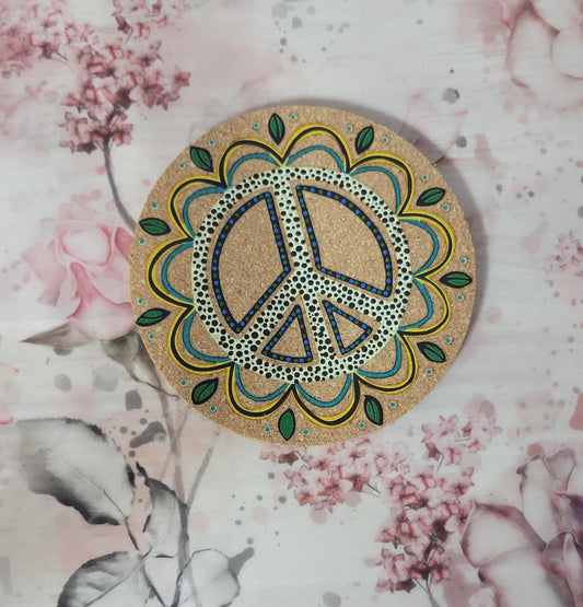 Peace Cork Coaster - Simply Graced Mama