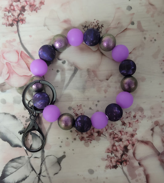 Purple Beaded Wrislet Keychain - Simply Graced Mama