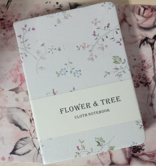 Flower & Tree Cloth Print Notebook - Floral White - Simply Graced Mama