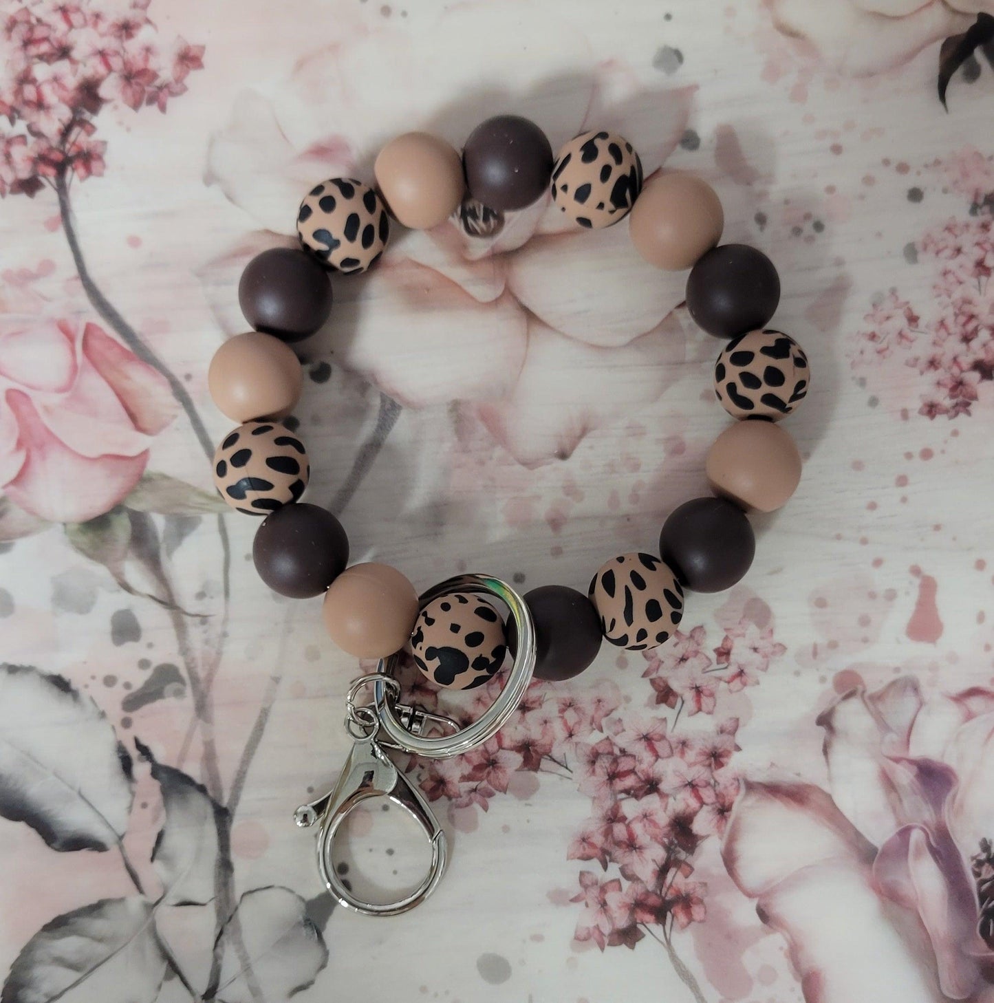 Brown Animal Print Beaded Wristlet - Simply Graced Mama