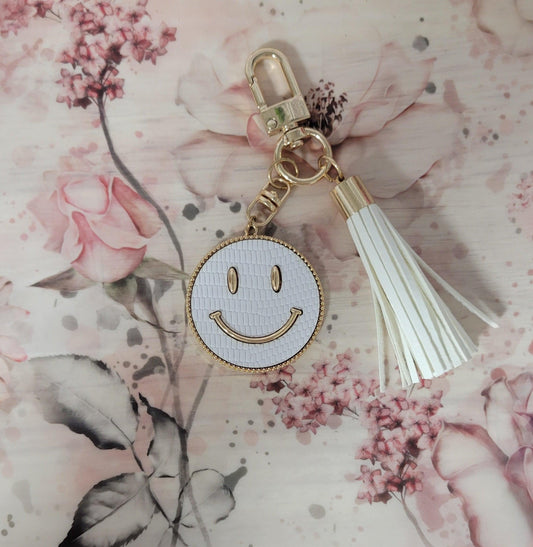 Smiley Face Coin Keychain w/tassel - Simply Graced Mama