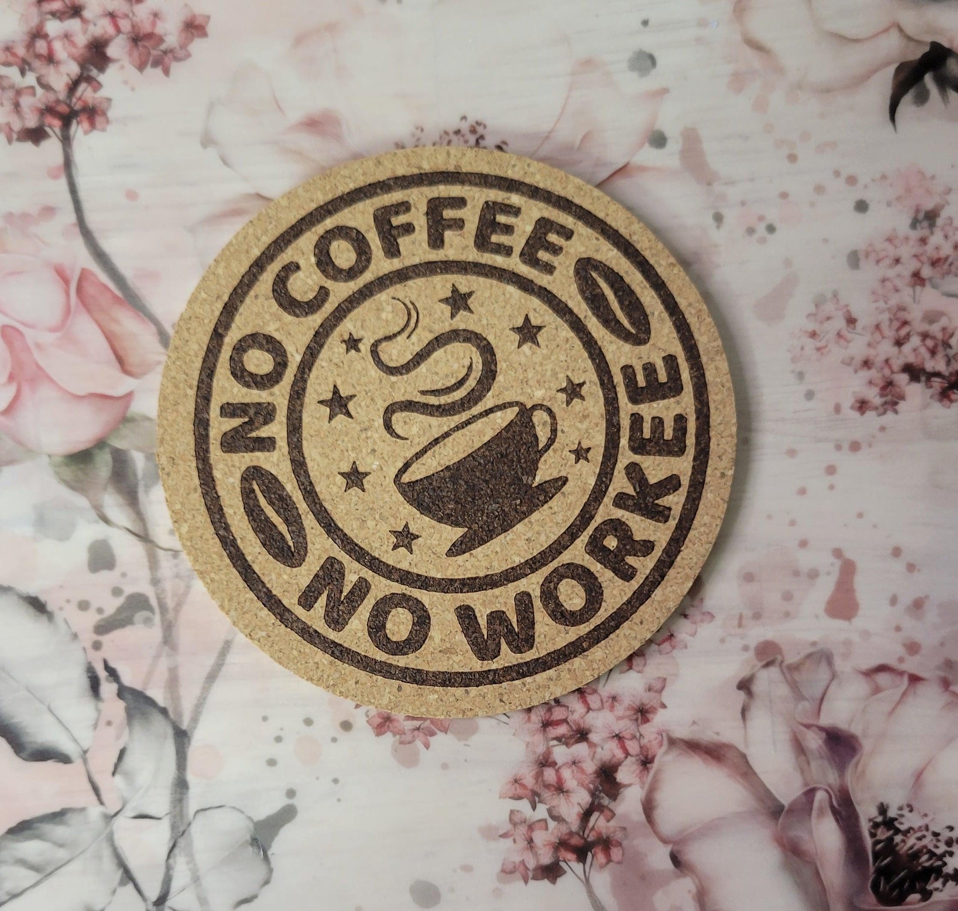 No Coffee No Workee Cork Coaster - Simply Graced Mama