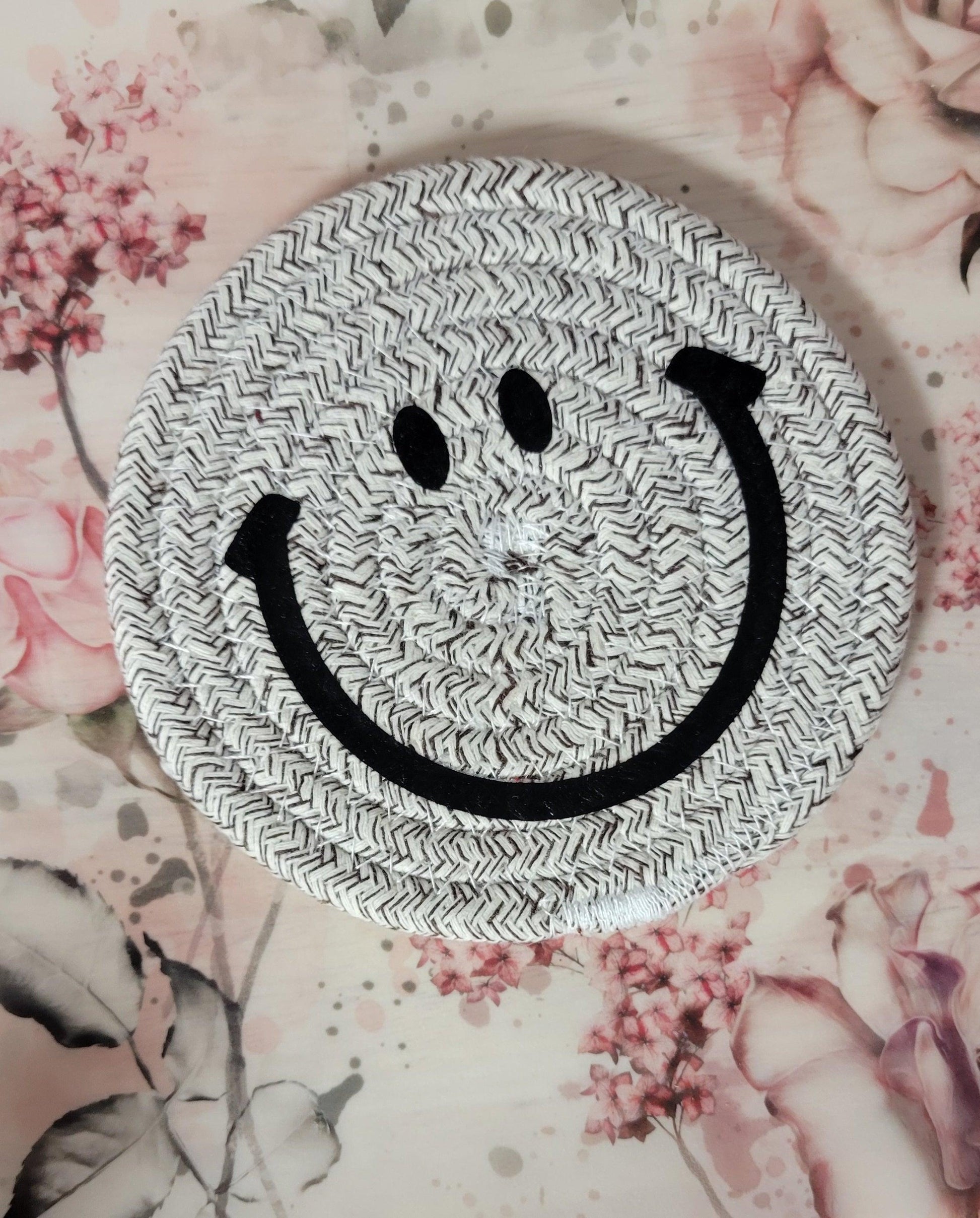 Large Smiley Face Hotpad/Coaster - Grey - Simply Graced Mama