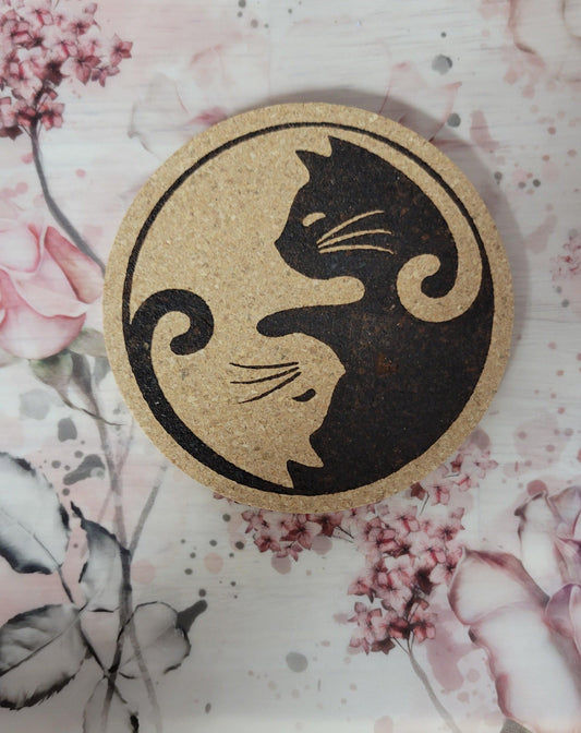 Cat cork coaster - design #1 - Simply Graced Mama