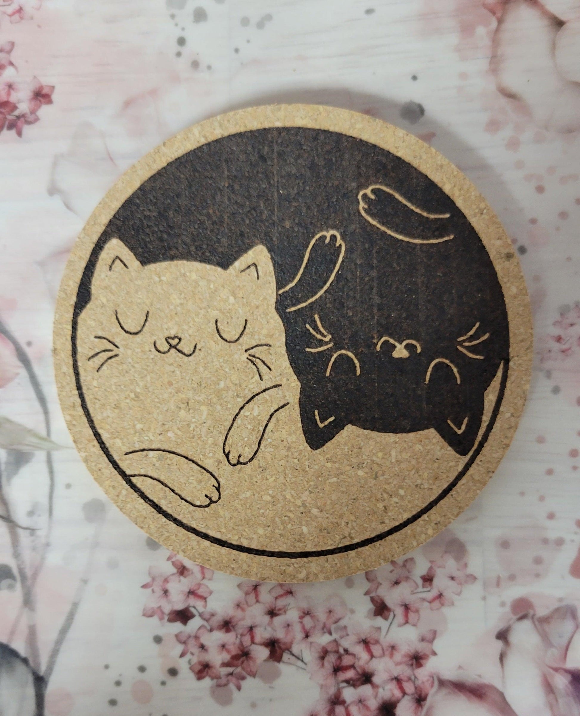 Cat cork coaster - design #3 - Simply Graced Mama