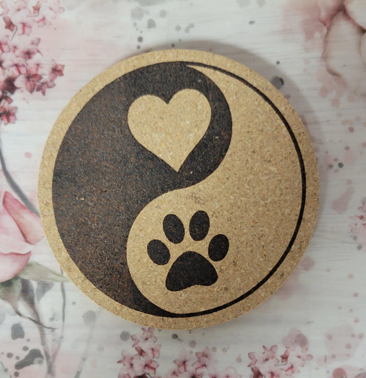 Heart & paw cork coaster - Simply Graced Mama