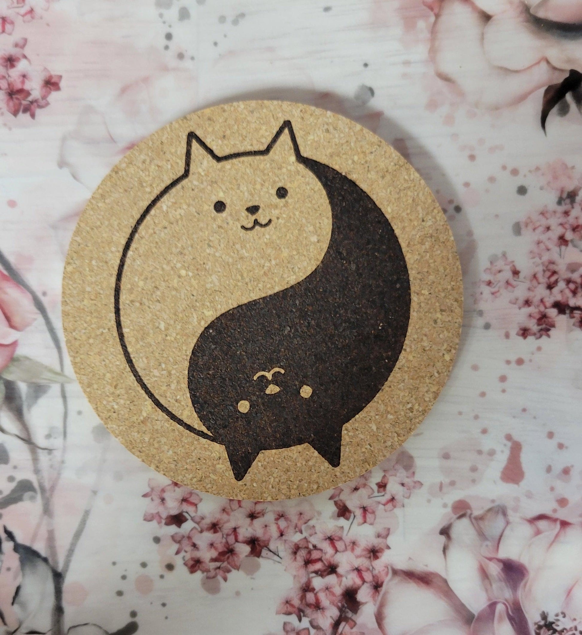 Cat cork coaster - design #5 - Simply Graced Mama