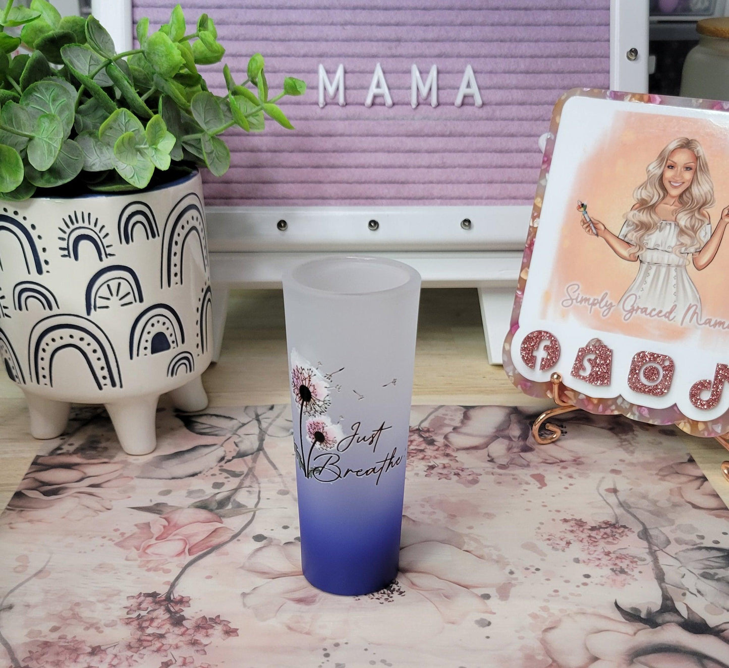 Just Breathe 3oz Frosted Shot Glass - Purple - Simply Graced Mama