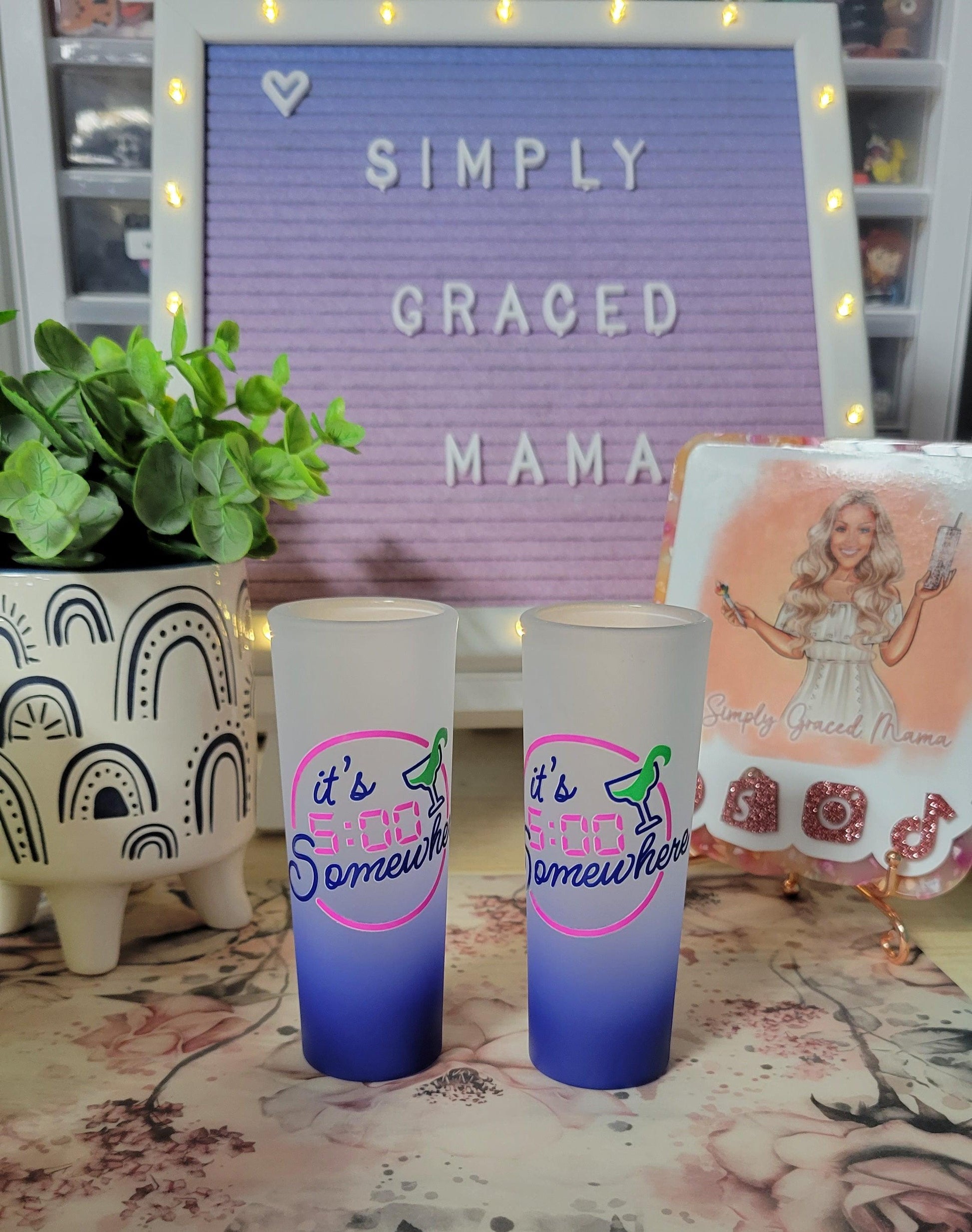 It's 5 O'clock Somewhere 3oz Frosted Shot Glass - Blue - Simply Graced Mama