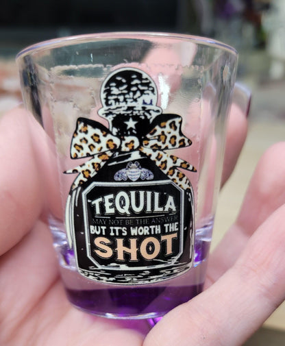 Tequila May Not Be the Answer But It's Worth The Shot 1.5oz Shot Glass - Purple - Simply Graced Mama