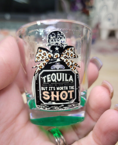 Tequila May Not Be the Answer, But It's Worth The Shot 1.5oz Shot Glass - Green - Simply Graced Mama