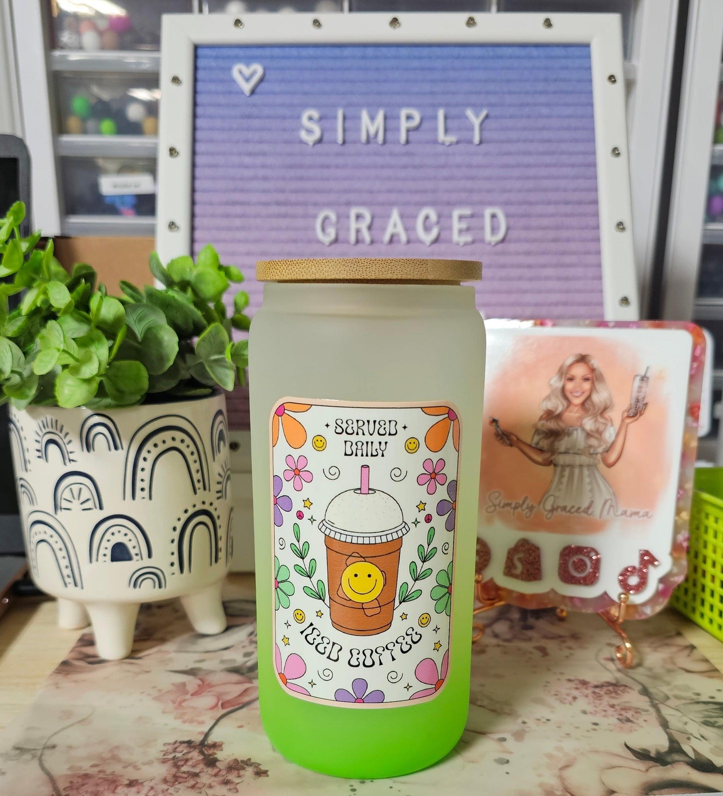 Served Daily Iced Coffee Green Ombre - Simply Graced Mama