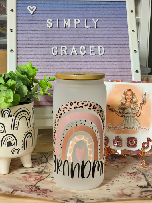 Grandma Boho Rainbow Frosted Glass - Simply Graced Mama