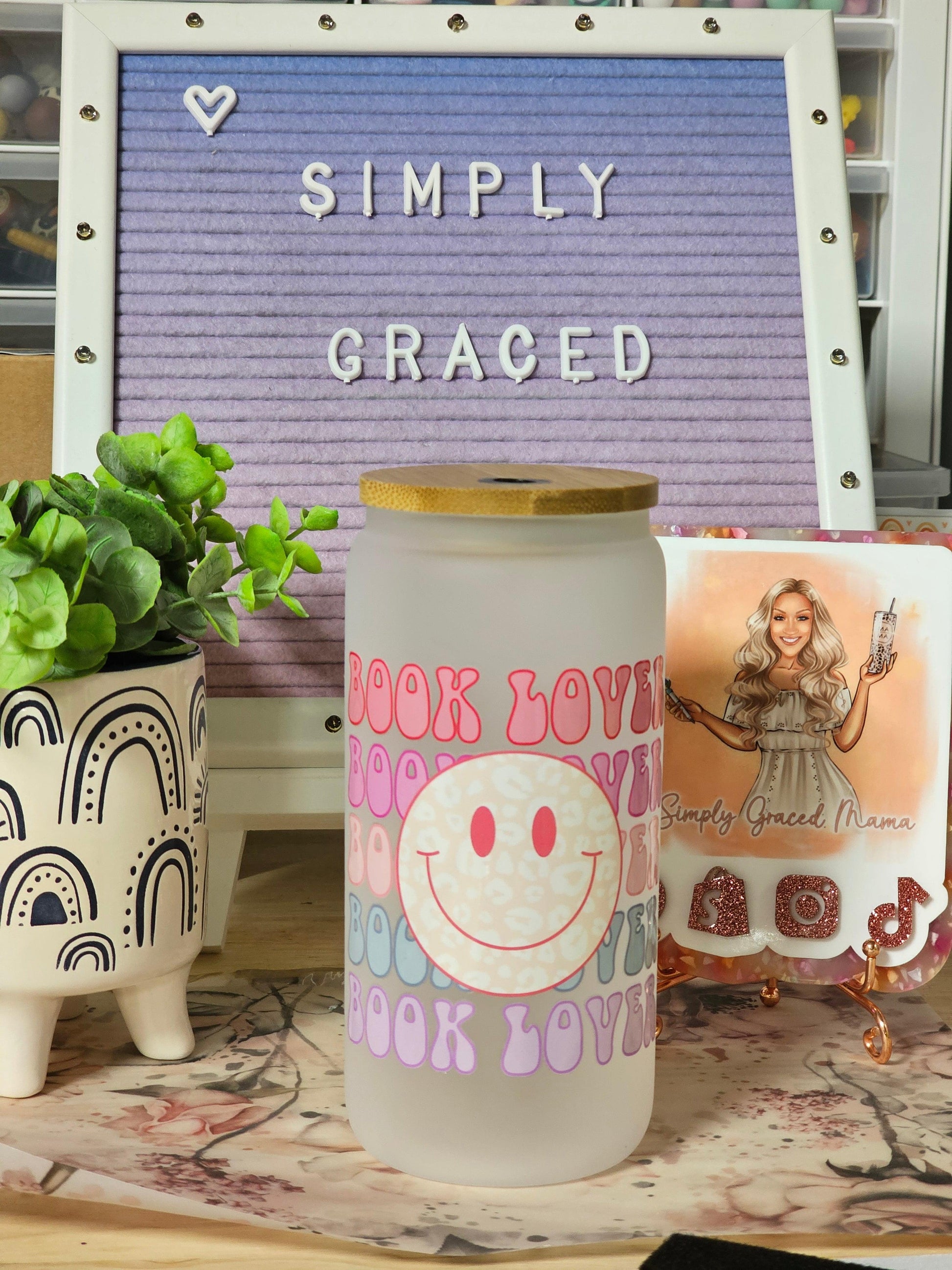 Book Lover Frosted Glass - Simply Graced Mama