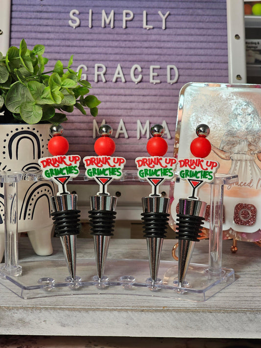 Drink Up Grinches Wine Stoppers - Simply Graced Mama