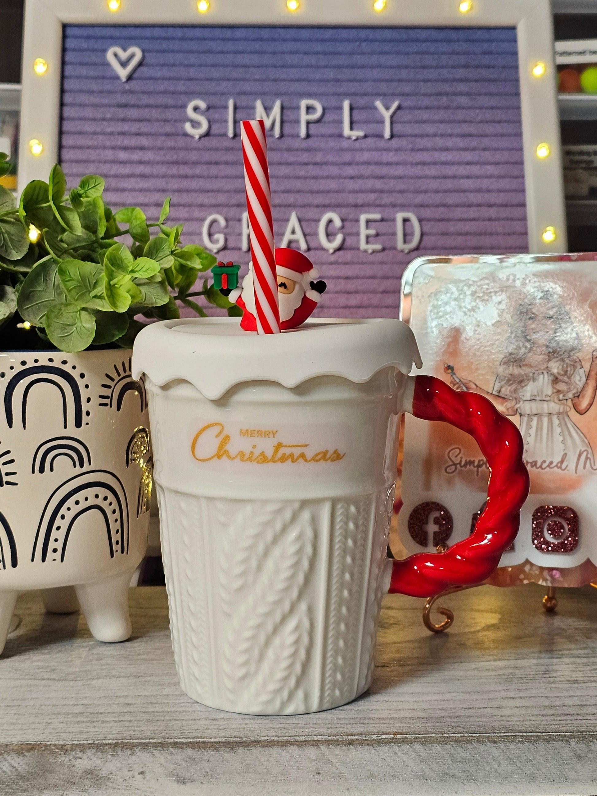 Merry Christmas Braided Mug - White - Simply Graced Mama