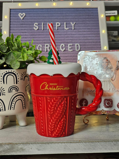 Merry Christmas Braided Mug - Red - Simply Graced Mama