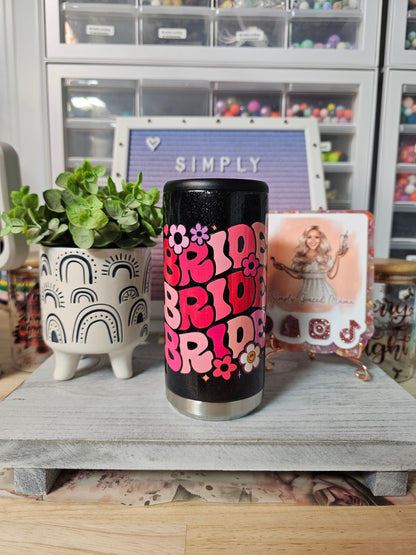 Bride Black Glitter Can Cooler - Simply Graced Mama