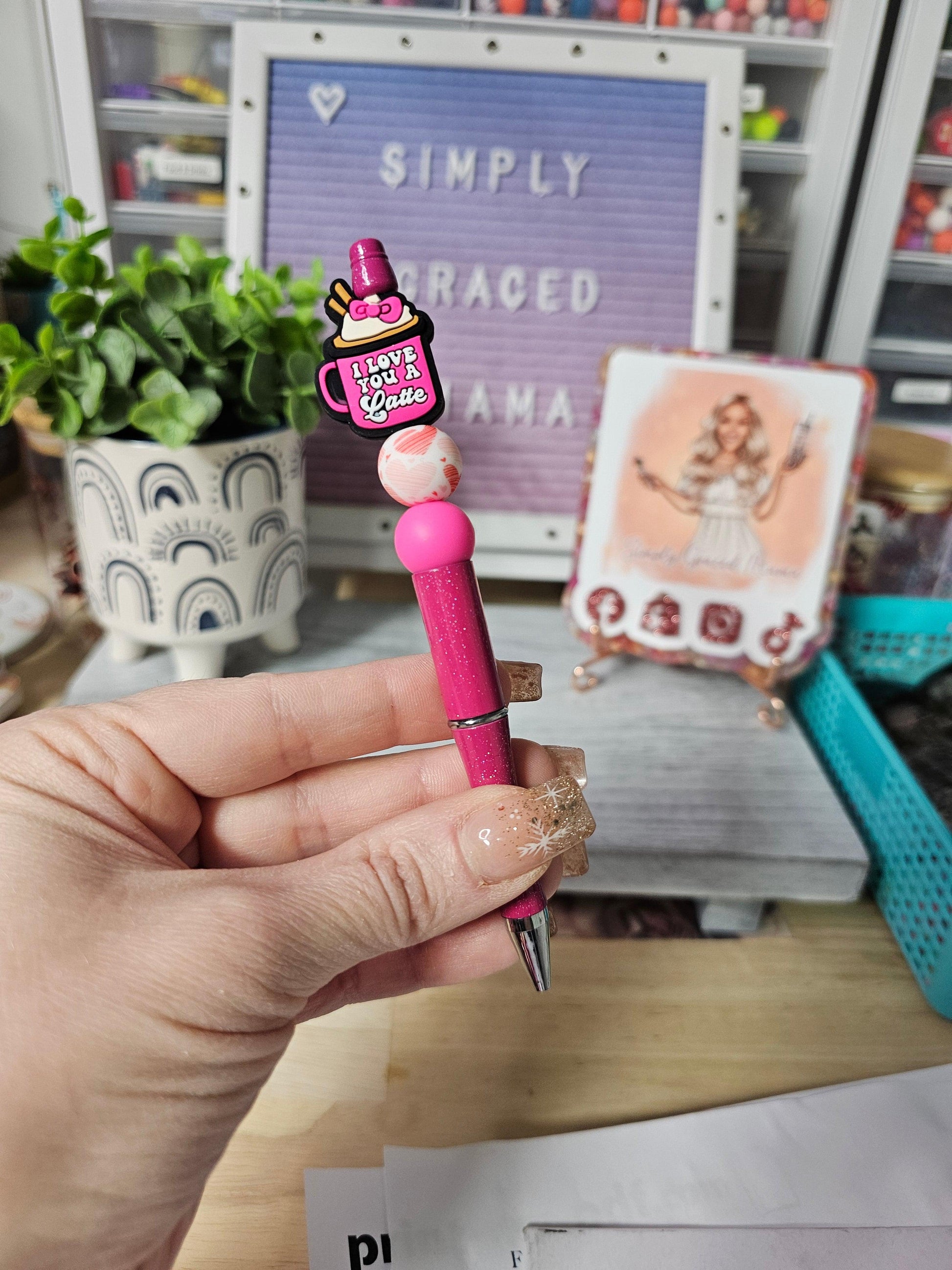 Love you alatte Beaded Pen - Simply Graced Mama