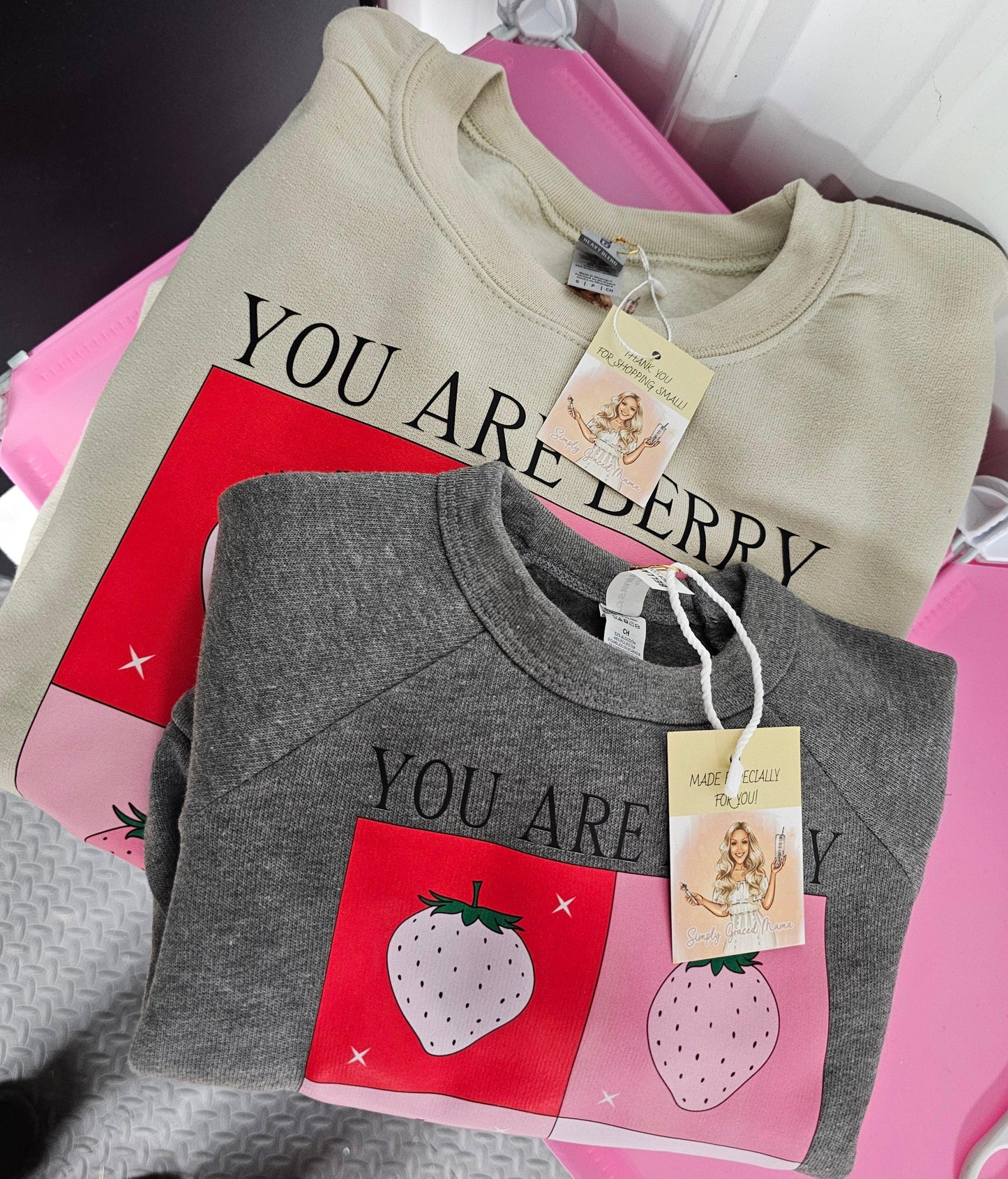 You are Berry Loved XOXO Crewneck in Sand - Simply Graced Mama