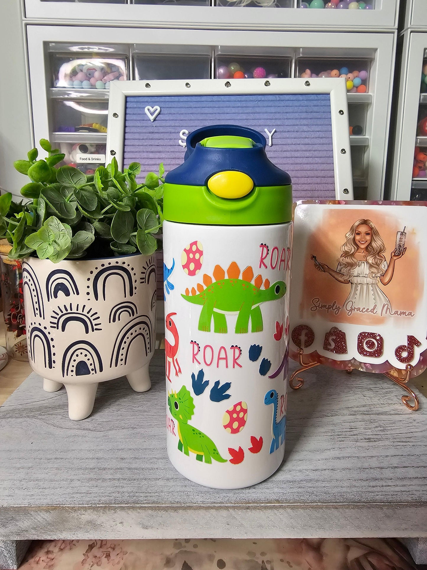 Dinosaur Lover Kids Water Bottle - Simply Graced Mama