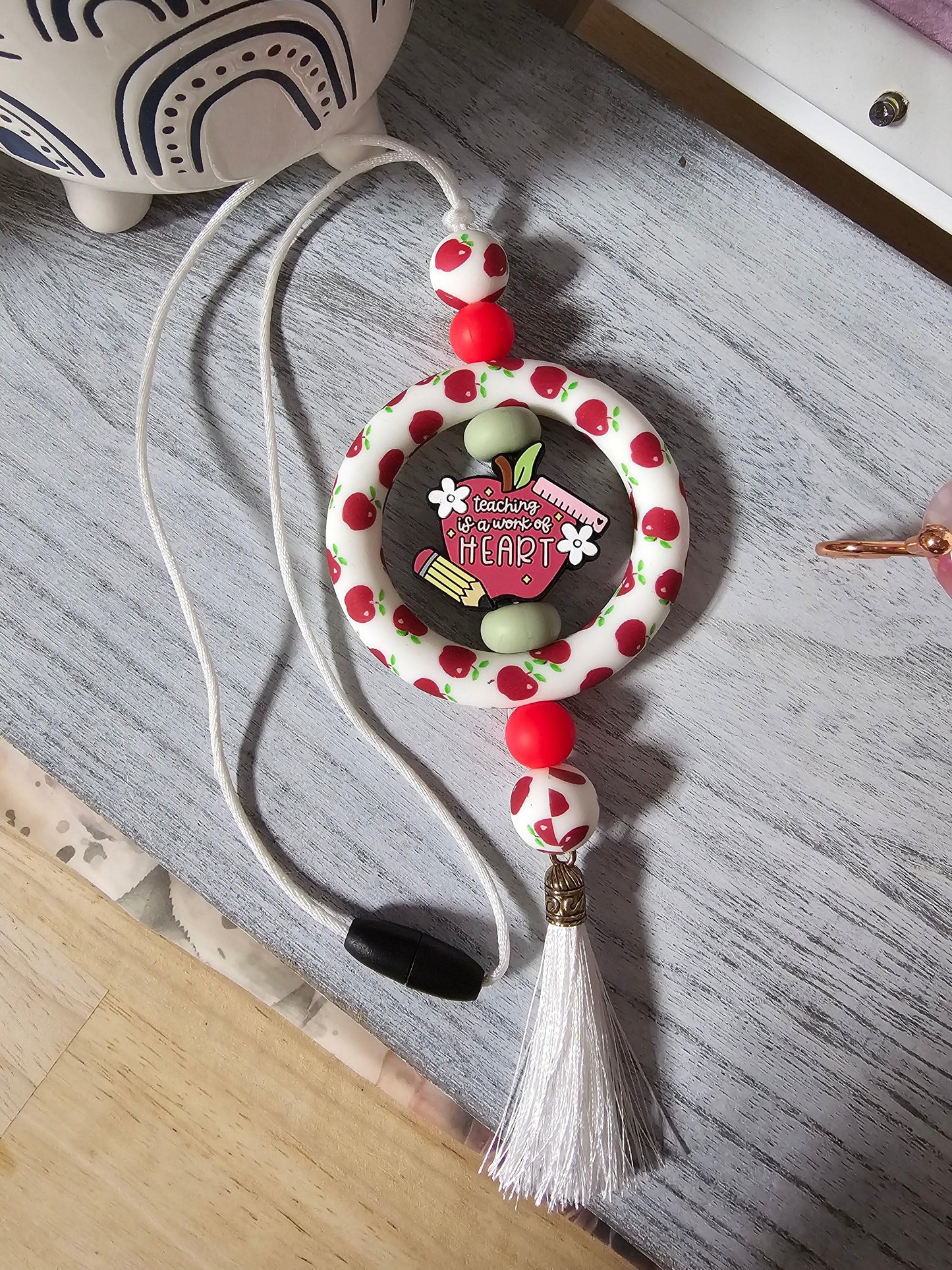 Teaching is Work of Art Beaded Car Charm - Simply Graced Mama