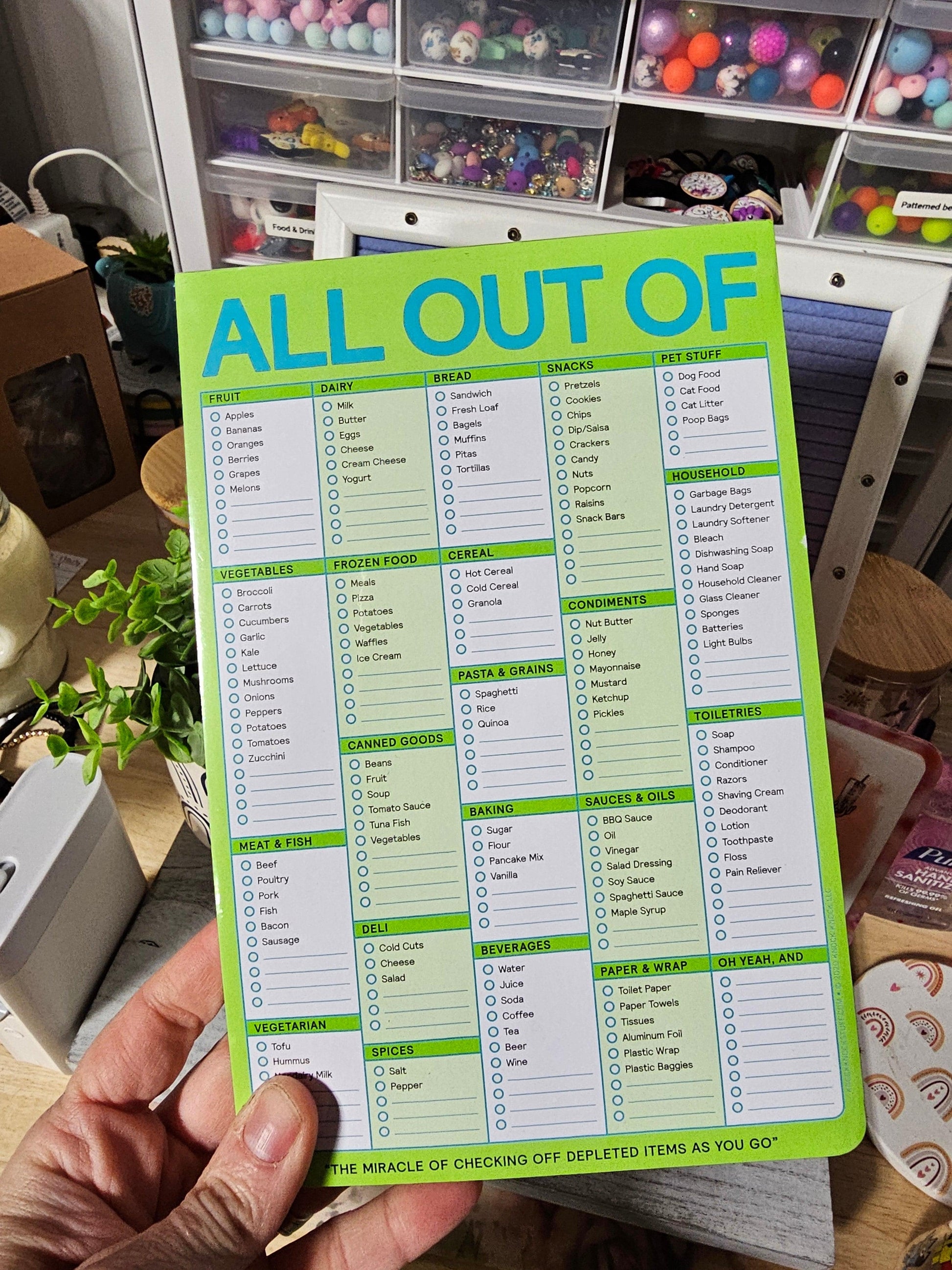 All Out Of Grocery Fridge Checklist with Magnet - 60 sheets - Green - Simply Graced Mama