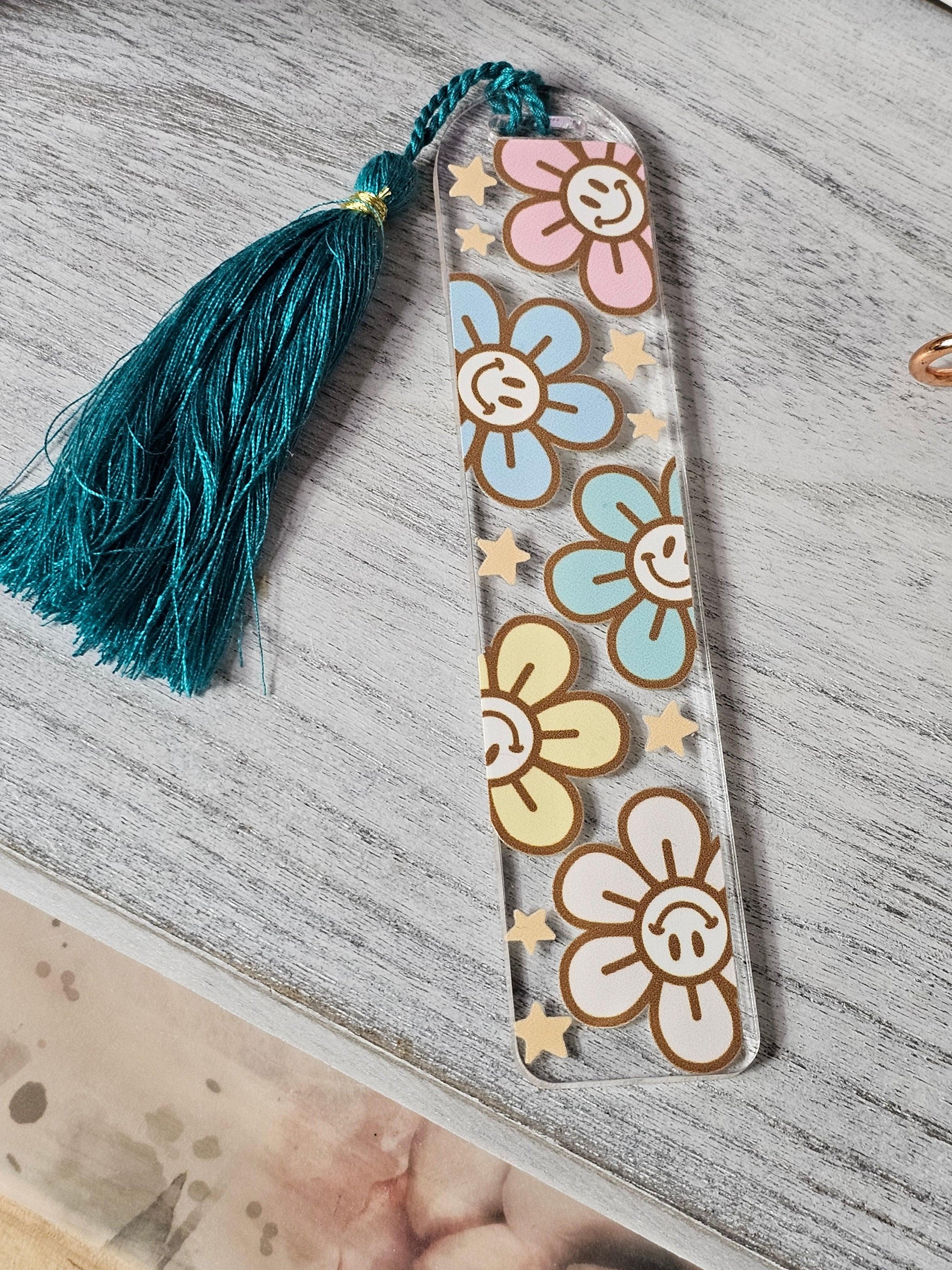 Smiley Flowers Acrylic Bookmark - Simply Graced Mama