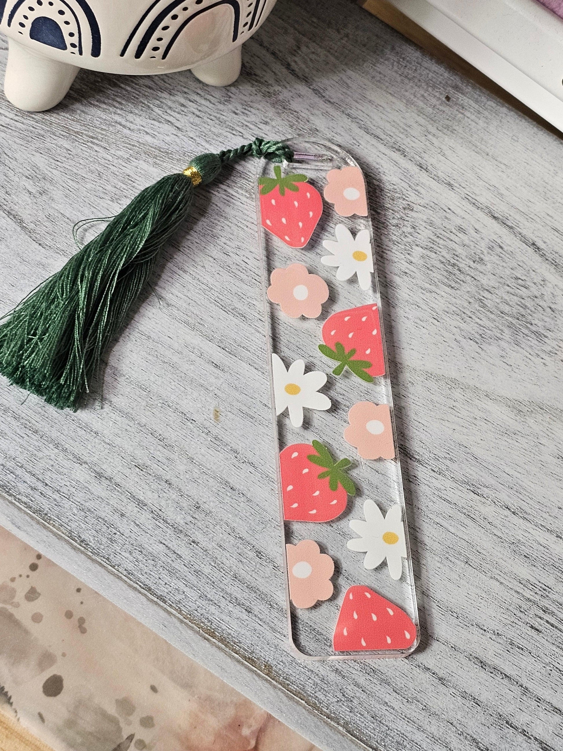 Strawberry Fields Acrylic Bookmark - Simply Graced Mama