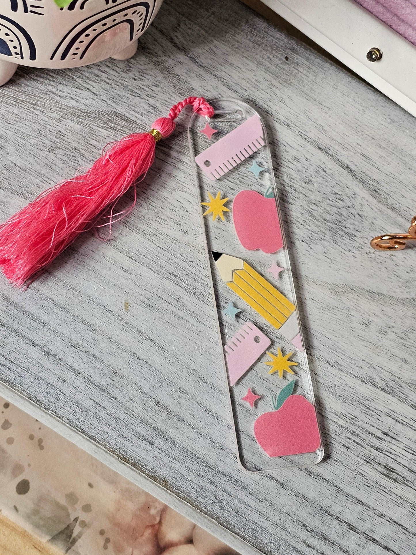 School Themed Acrylic Bookmark - Simply Graced Mama