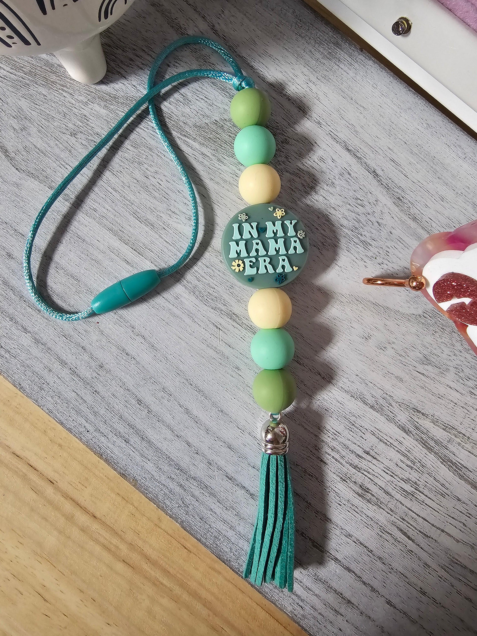 In My Mama Era Beaded Car Charm in Mint - Simply Graced Mama