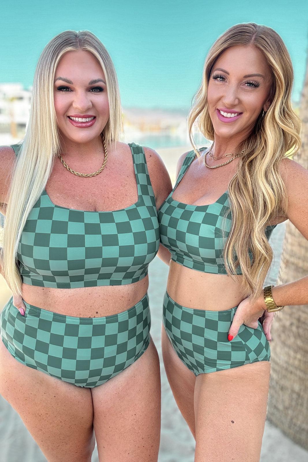 Bali Checkered High Waisted Swim Bottoms - Simply Graced Mama