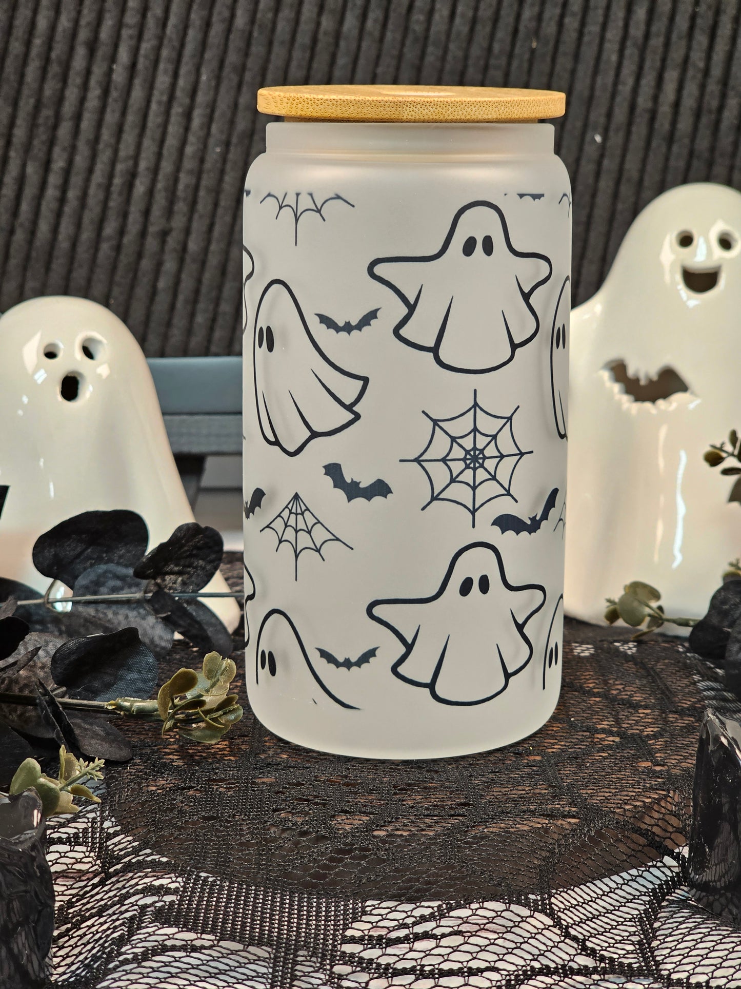 Ghost & Bats Frosted Libbey Glass