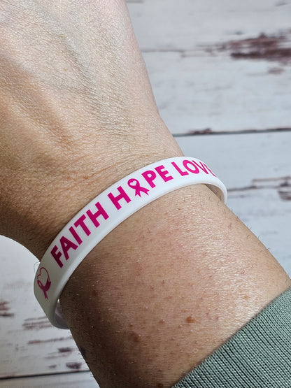 Faith Hope Love Breast Cancer Wristband