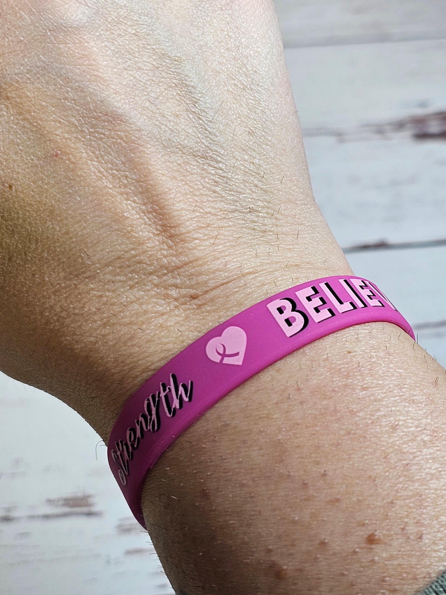 Courage Fight Believe Breast Cancer Wristband