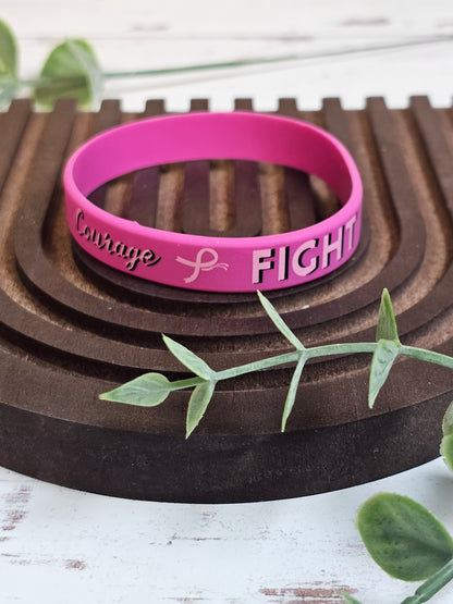 Courage Fight Believe Breast Cancer Wristband