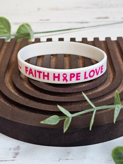 Faith Hope Love Breast Cancer Wristband