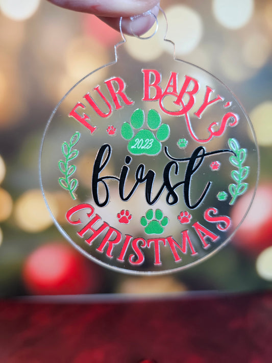 Fur Baby's 1st Christmas 2023 Acrylic Ornament - Simply Graced Mama