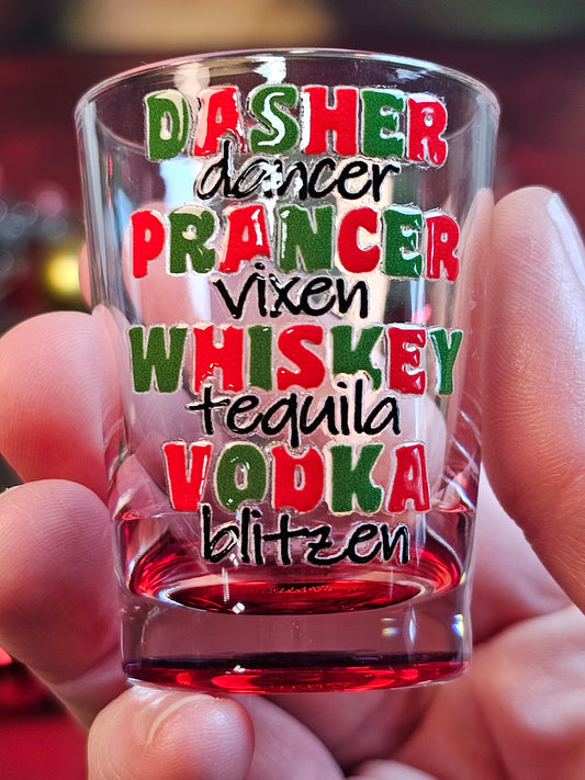 Reindeer Games Shot Glass in Red - Simply Graced Mama