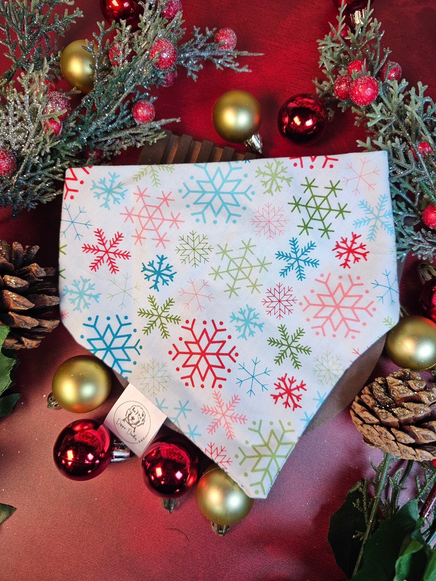 Colorful Snowflakes Scrunchie Bandana