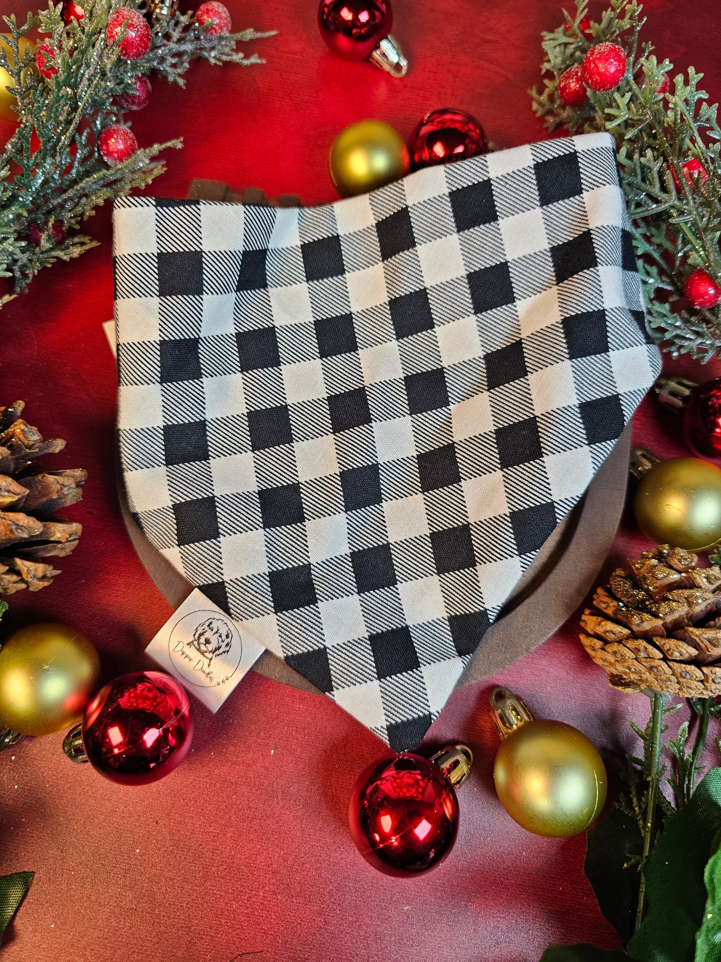 Black & White Plaid Scrunchie Bandana - Simply Graced Mama