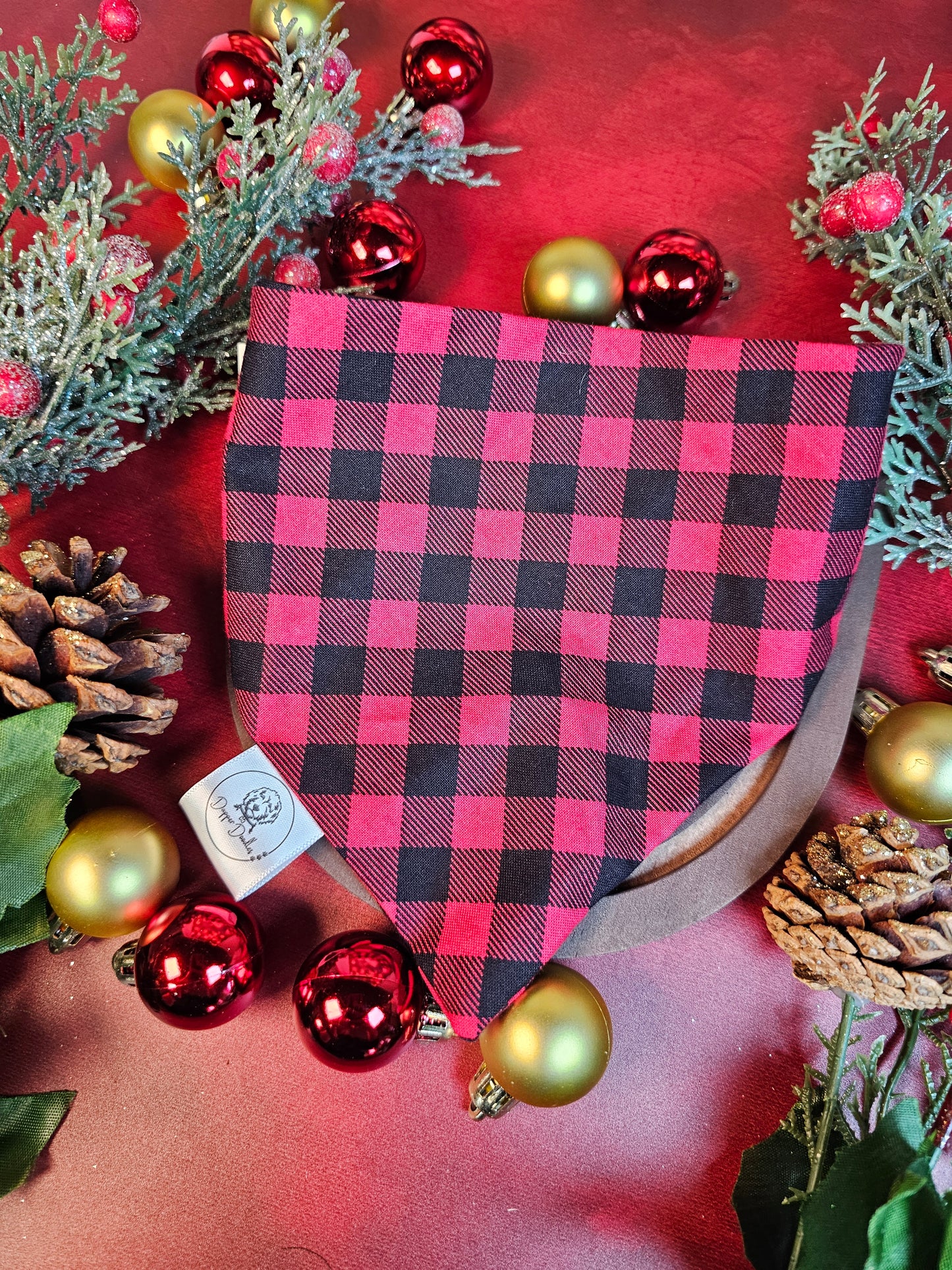 Red & Black Buffalo Print Scrunchie Bandana