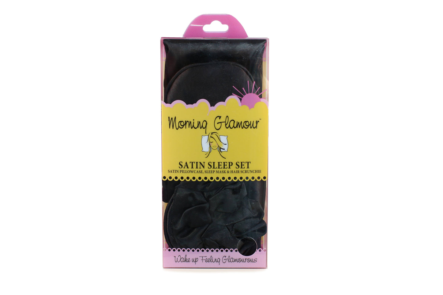 Ultimate Sleep Set Satin Pillowcase, Eye mask and Scrunchie: Black