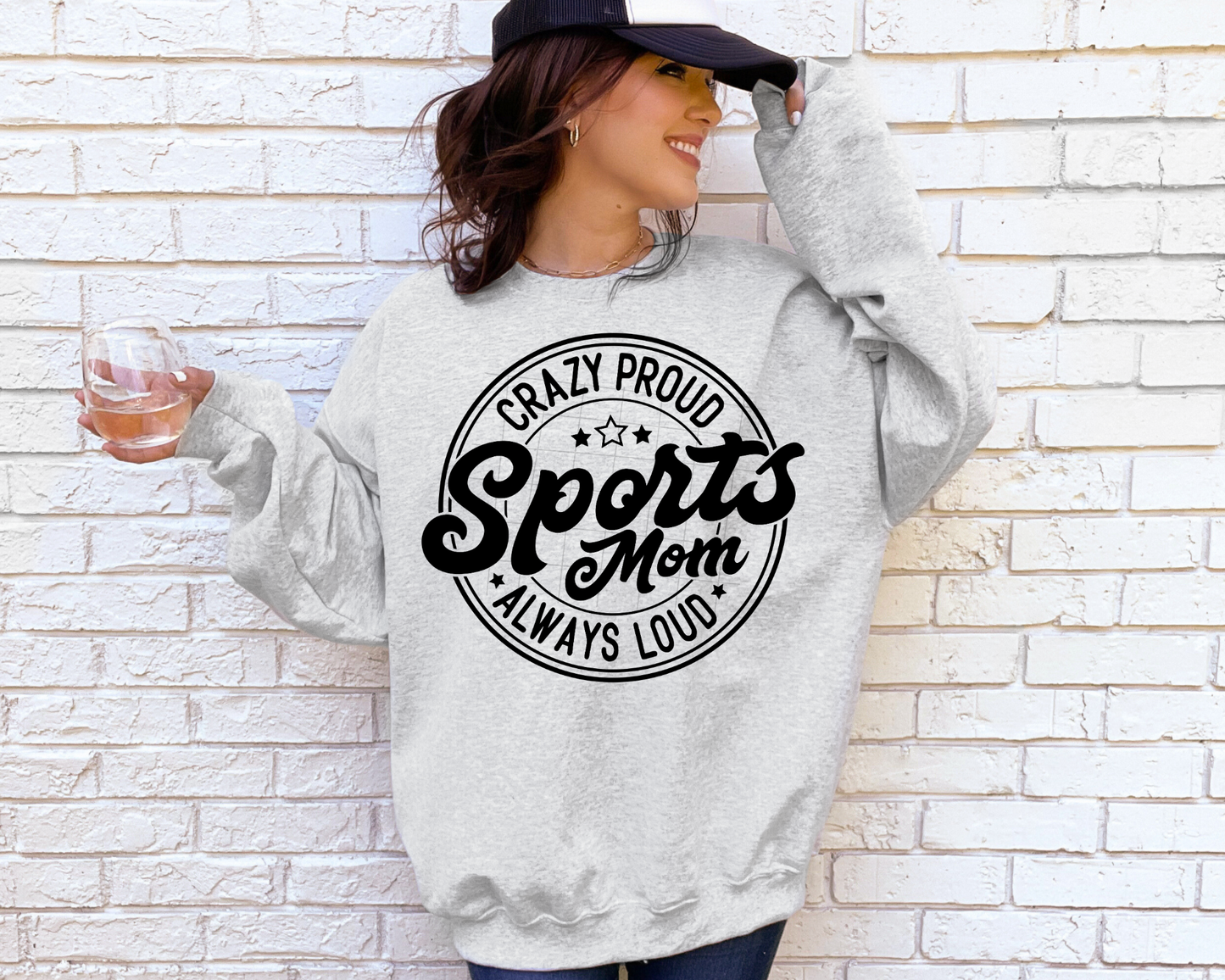 Crazy Proud Sports Mom Always Loud - Sweatshirt in Ash