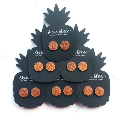 Basketball stud earrings