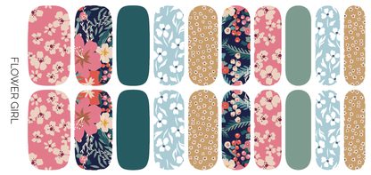 Flower Girl | Trendy Muted Floral Print Nail Wrap Set