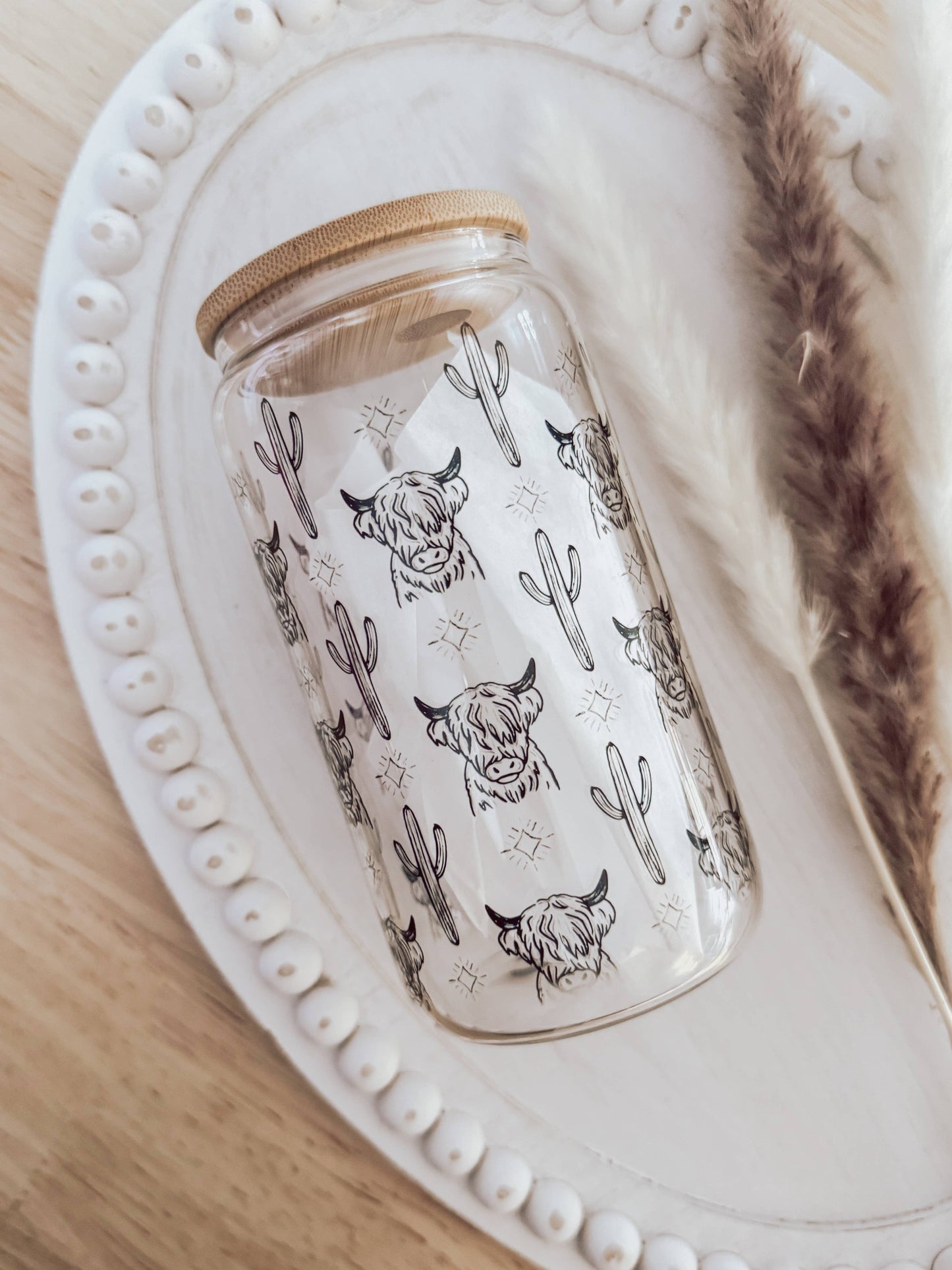 Highland Cow Frosted Glass Cup