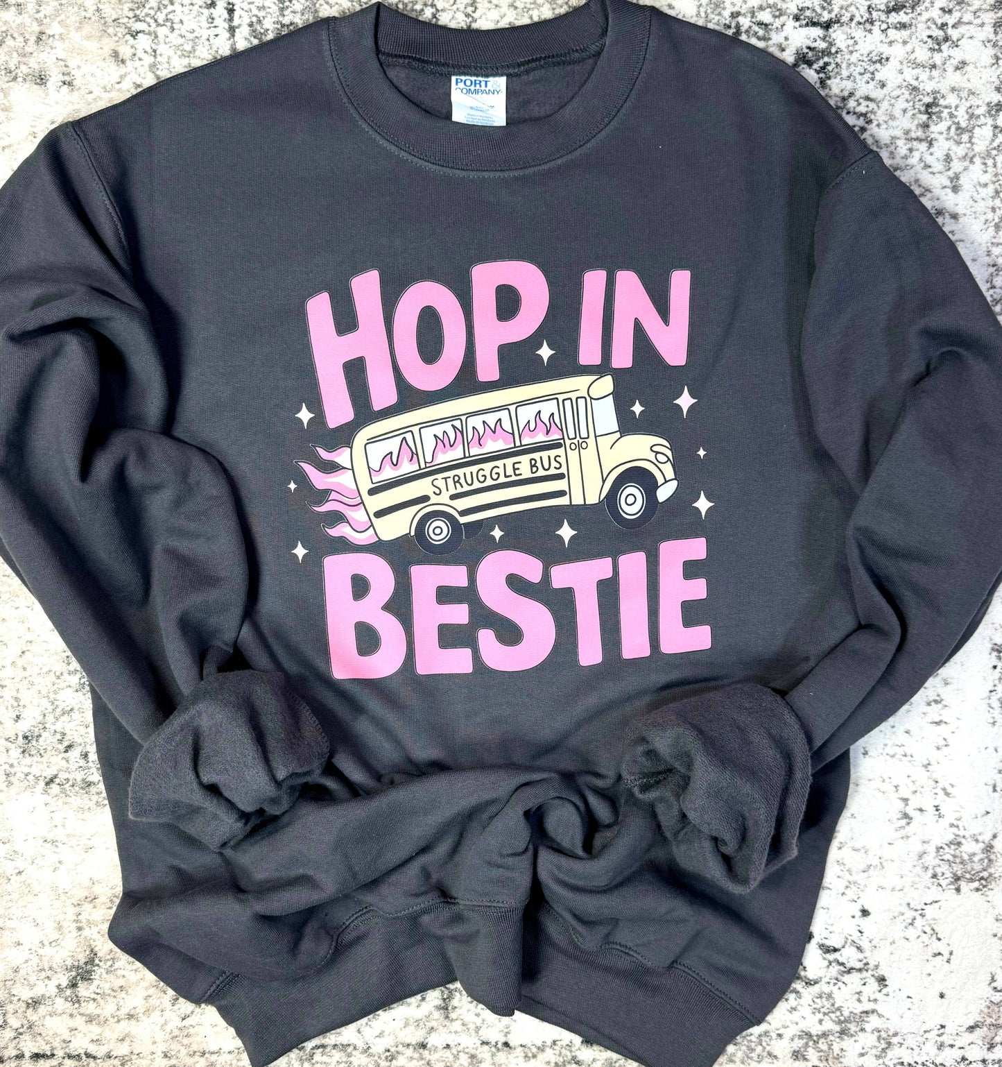 Hop In Bestie, Struggle Bus Sweatshirt - Simply Graced Mama