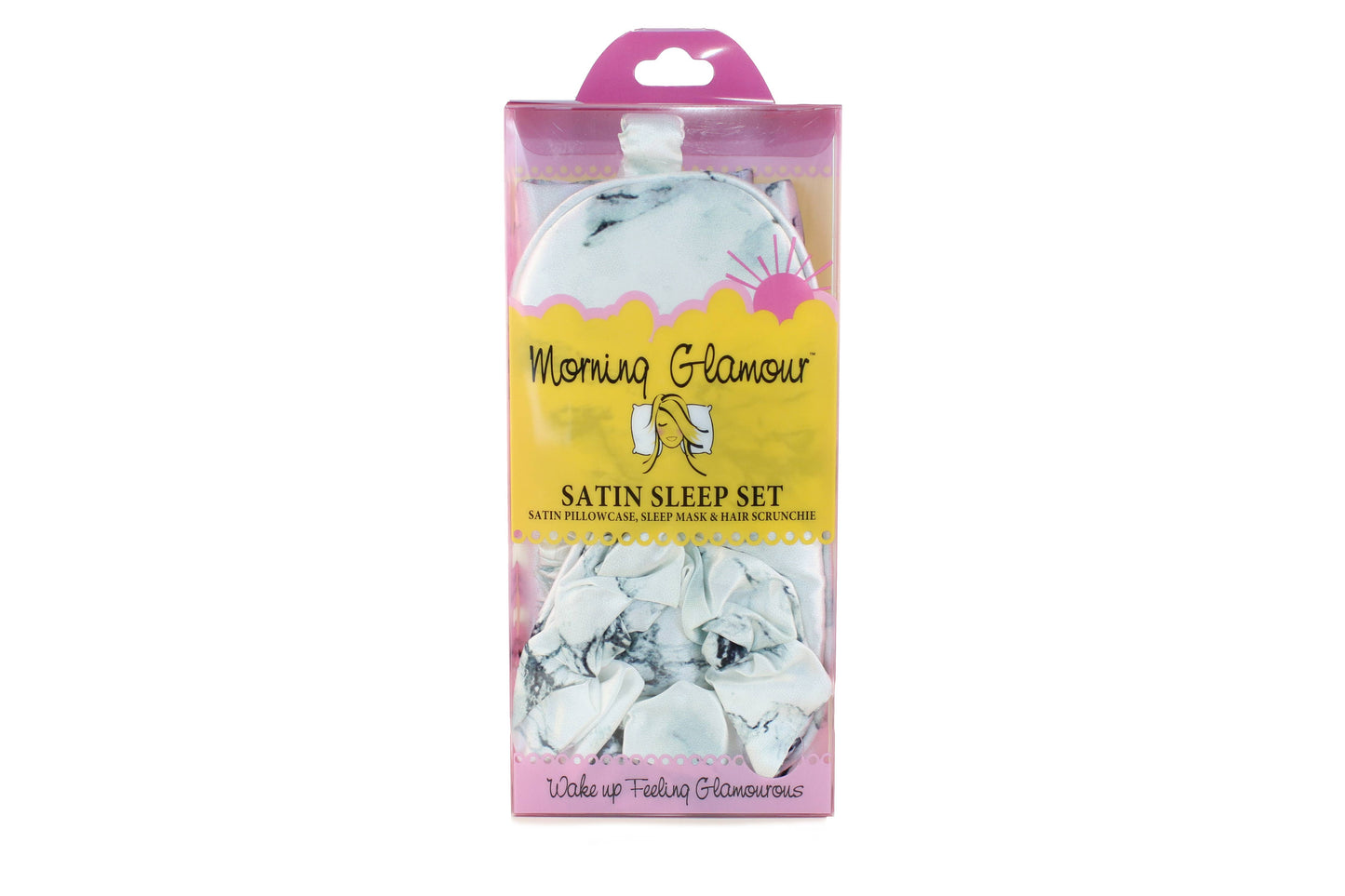 Ultimate Sleep Set Satin Pillowcase, Eye mask and Scrunchie: Marble Print