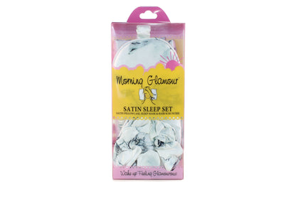 Ultimate Sleep Set Satin Pillowcase, Eye mask and Scrunchie: Marble Print